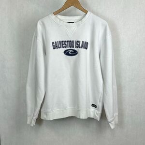 Shark Tee Galveston Island Sweatshirt Unisex Sz XLarge White Navy Blue Texas Gul